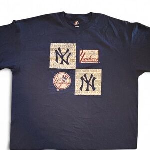 Majestic New York Yankees T-Shirt 2009 World Series Navy 2XL Cotton